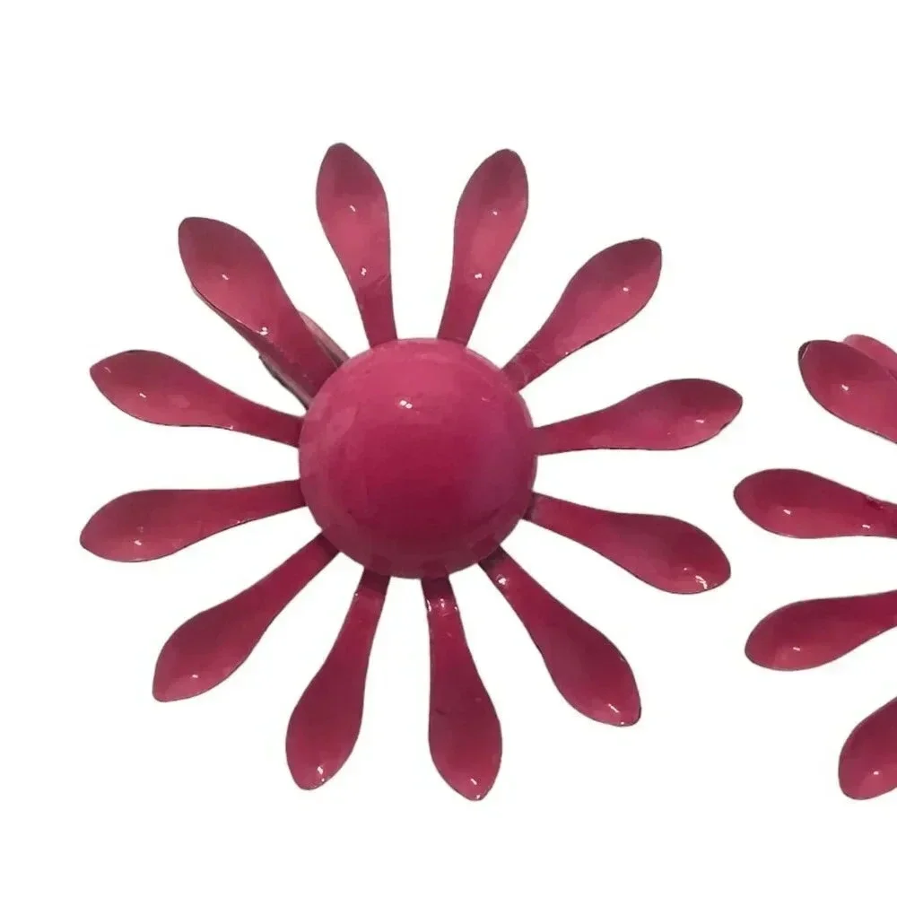 Vintage Pink Enamel Earrings Mod Retro Clip-On Unique Bold - Picture 2 of 5